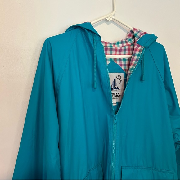 VINTAGE Blue/Green Rain Jacket Size Medium - Picture 2 of 4